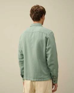 Homme C.P. Company Chemises^Broken Linen/Cotton Pocket Shirt