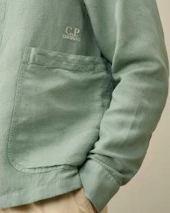 Homme C.P. Company Chemises^Broken Linen/Cotton Pocket Shirt