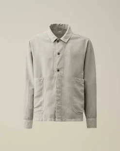 Homme C.P. Company Chemises^Broken Linen/Cotton Pocket Shirt