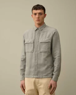 Homme C.P. Company Chemises^Broken Linen/Cotton Shirt