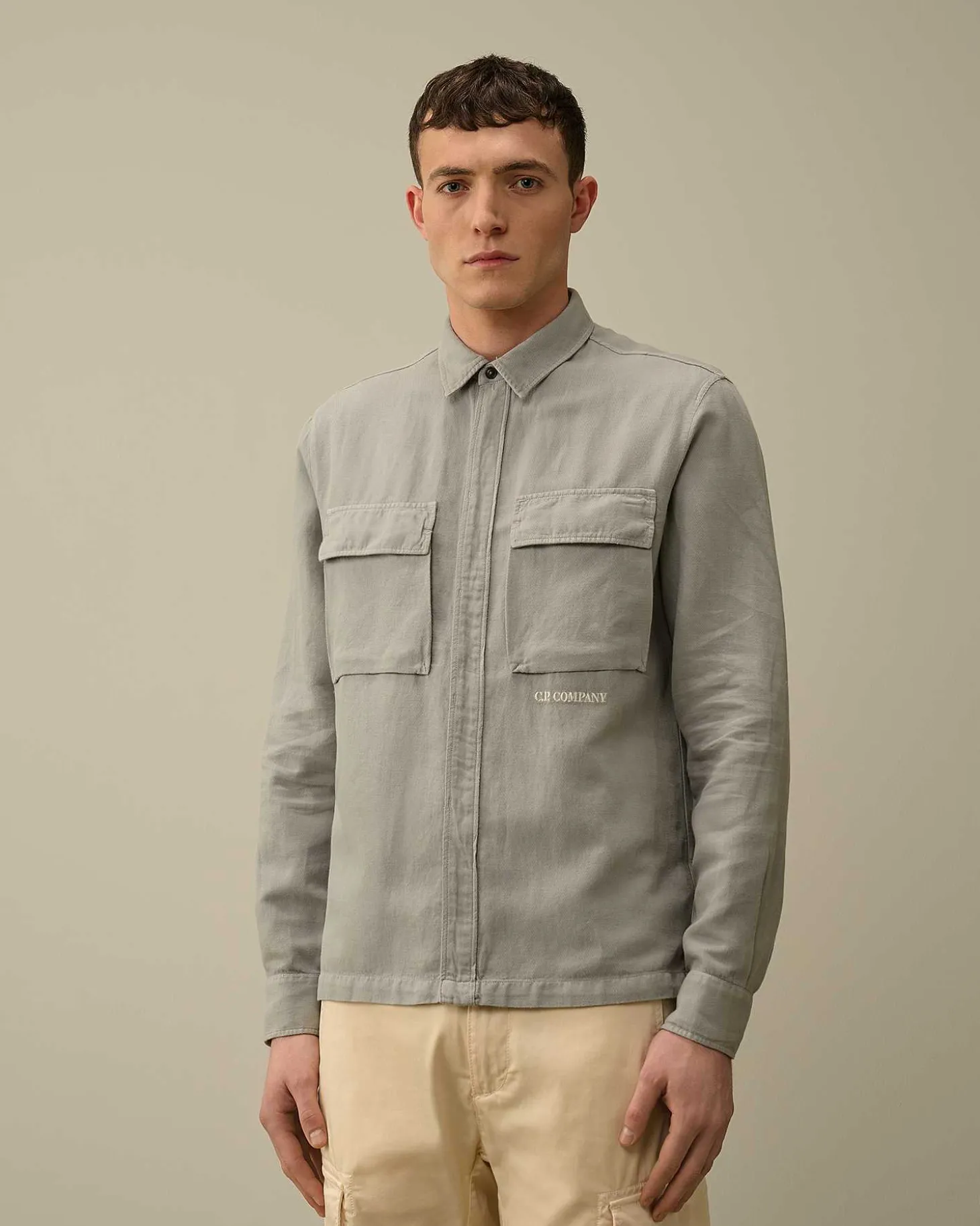 Homme C.P. Company Chemises^Broken Linen/Cotton Shirt