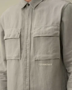 Homme C.P. Company Chemises^Broken Linen/Cotton Shirt