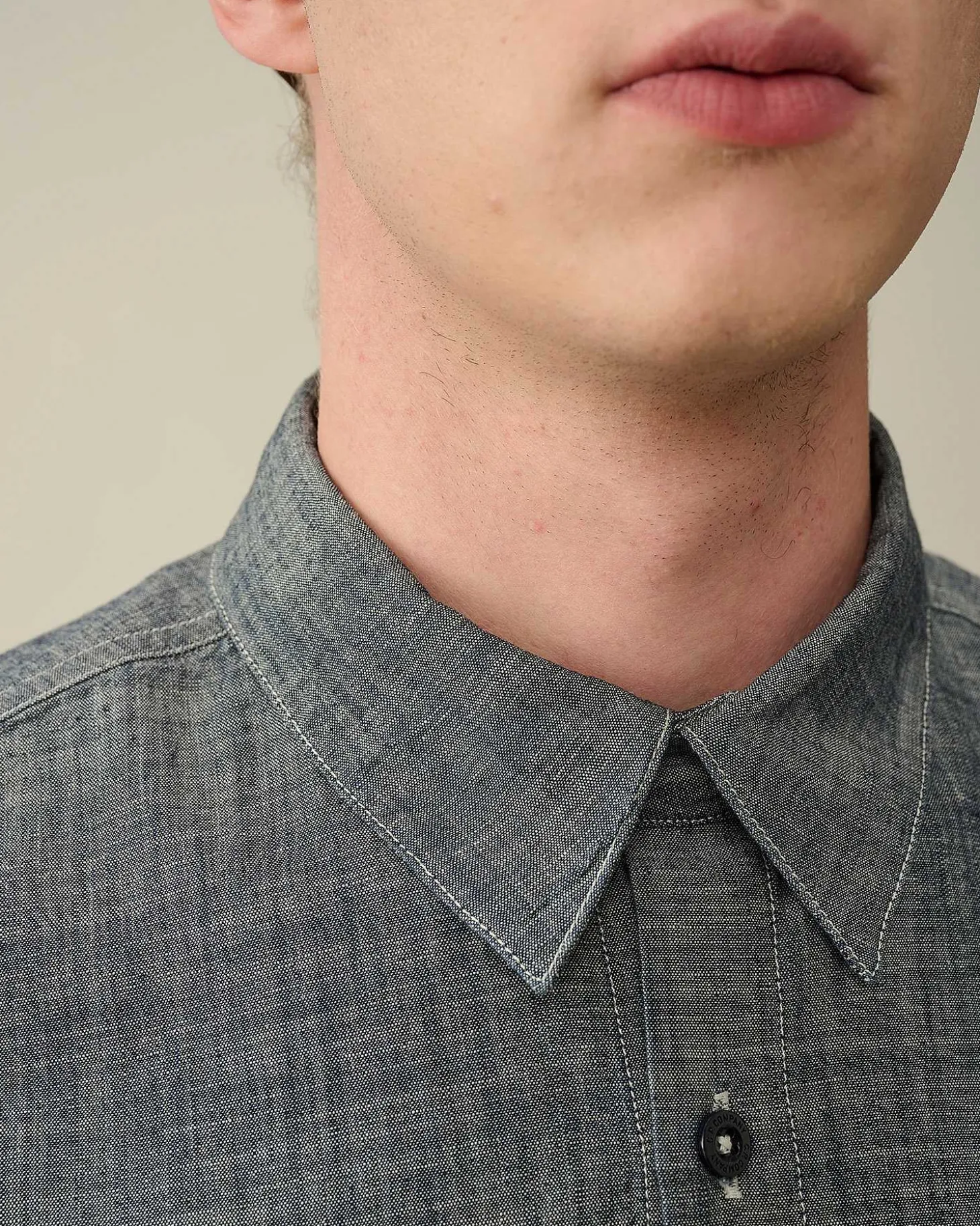 Homme C.P. Company Chemises^Chambray Long Sleeved Logo Shirt