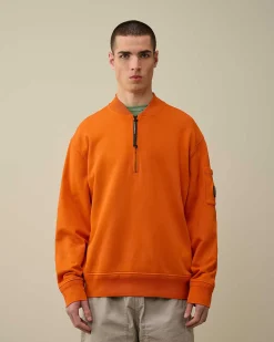 Homme C.P. Company Sweat-Shirts^Cotton Diagonal Fleece Zipped Sweatshirt