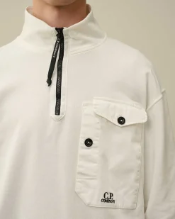 Homme C.P. Company Sweat-Shirts^Cotton Fleece Mixed Zipped Sweatshirt