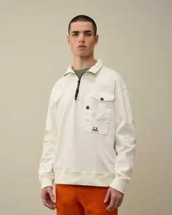 Homme C.P. Company Sweat-Shirts^Cotton Fleece Mixed Zipped Sweatshirt