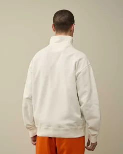 Homme C.P. Company Sweat-Shirts^Cotton Fleece Mixed Zipped Sweatshirt