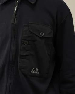 Homme C.P. Company Sweat-Shirts^Cotton Fleece Mixed Zipped Shirt