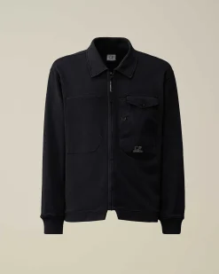 Homme C.P. Company Sweat-Shirts^Cotton Fleece Mixed Zipped Shirt