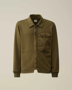 Homme C.P. Company Sweat-Shirts^Cotton Fleece Mixed Zipped Shirt