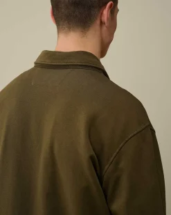 Homme C.P. Company Sweat-Shirts^Cotton Fleece Mixed Zipped Shirt