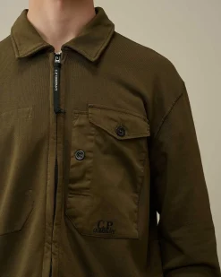 Homme C.P. Company Sweat-Shirts^Cotton Fleece Mixed Zipped Shirt