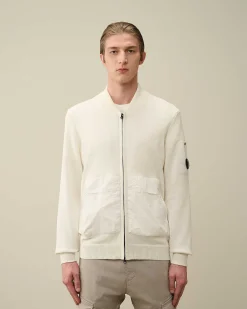 Homme C.P. Company Pulls^Cotton Mixed Bomber Knit