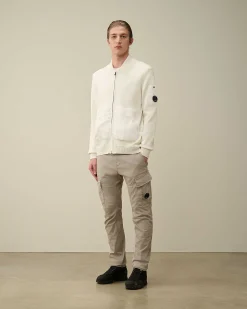 Homme C.P. Company Pulls^Cotton Mixed Bomber Knit
