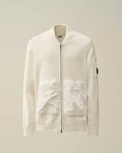 Homme C.P. Company Pulls^Cotton Mixed Bomber Knit