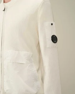 Homme C.P. Company Pulls^Cotton Mixed Bomber Knit