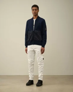 Homme C.P. Company Pulls^Cotton Mixed Bomber Knit