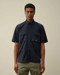 Homme C.P. Company Chemises^Cotton Rip-Stop Short Sleeved Shirt