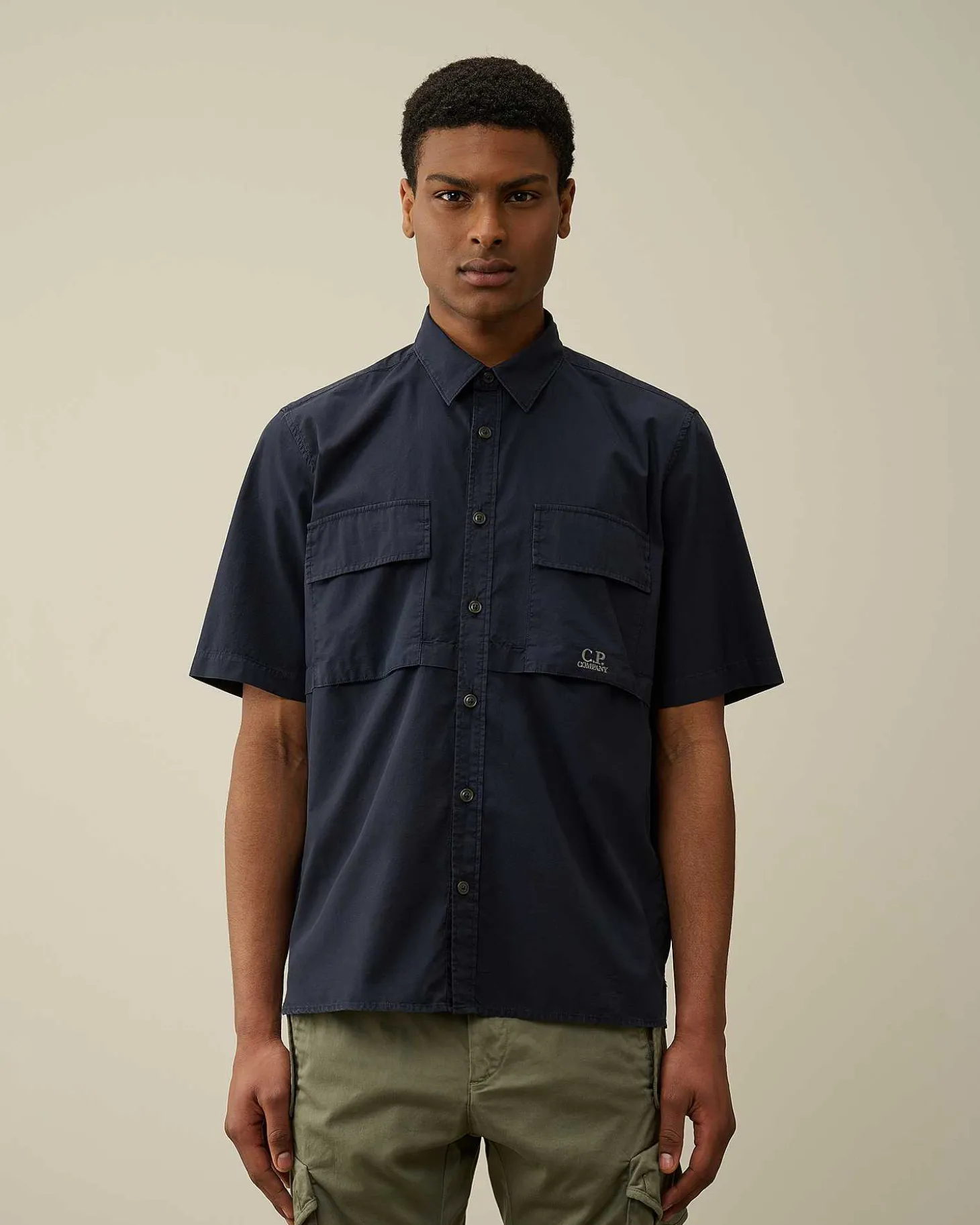 Homme C.P. Company Chemises^Cotton Rip-Stop Short Sleeved Shirt
