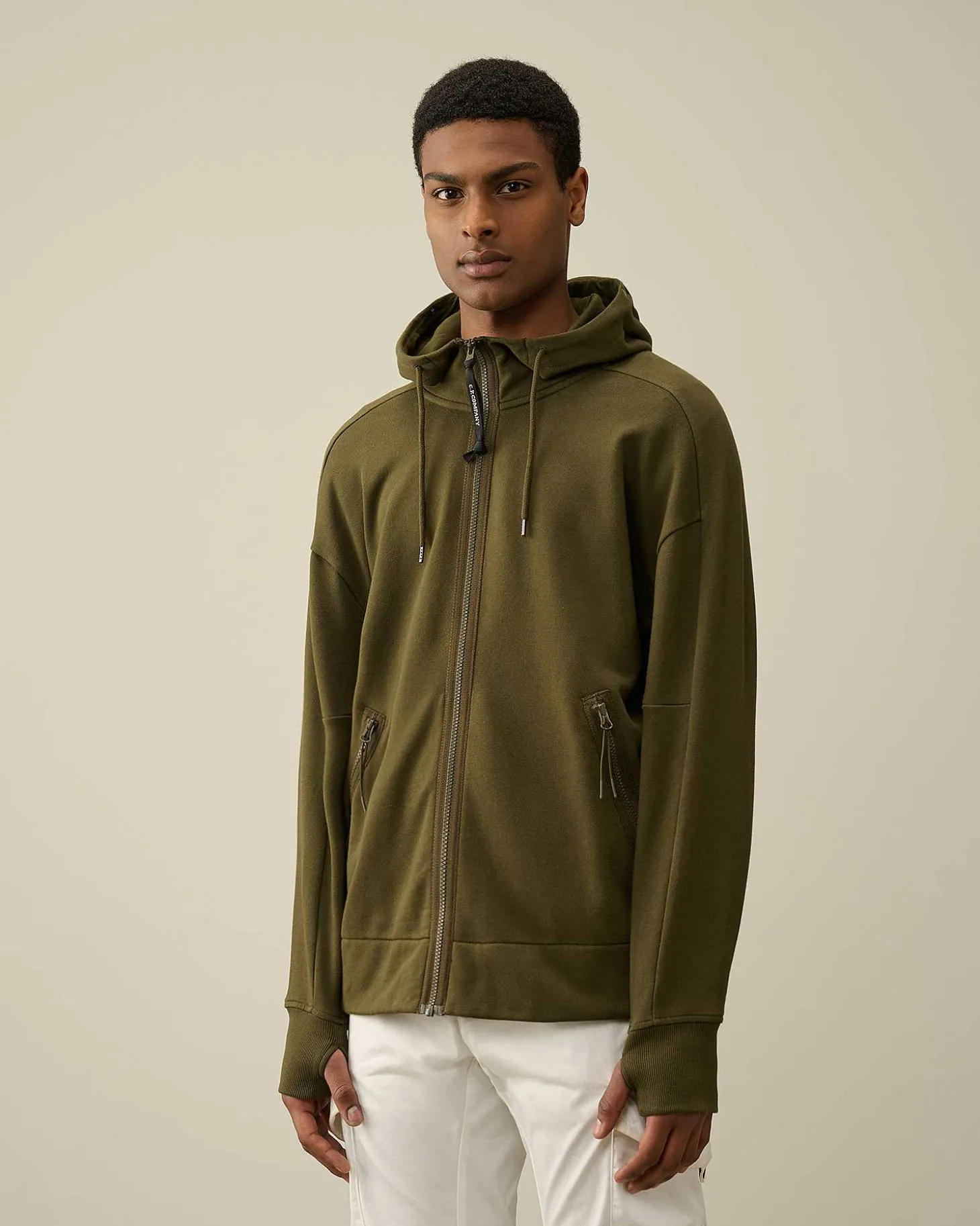 Homme C.P. Company Sweat-Shirts^Diagonal Raised Fleece Goggle Zipped Hoodie
