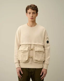 Homme C.P. Company Sweat-Shirts^Diagonal Raised Fleece Mixed Detachable Sweatshirt