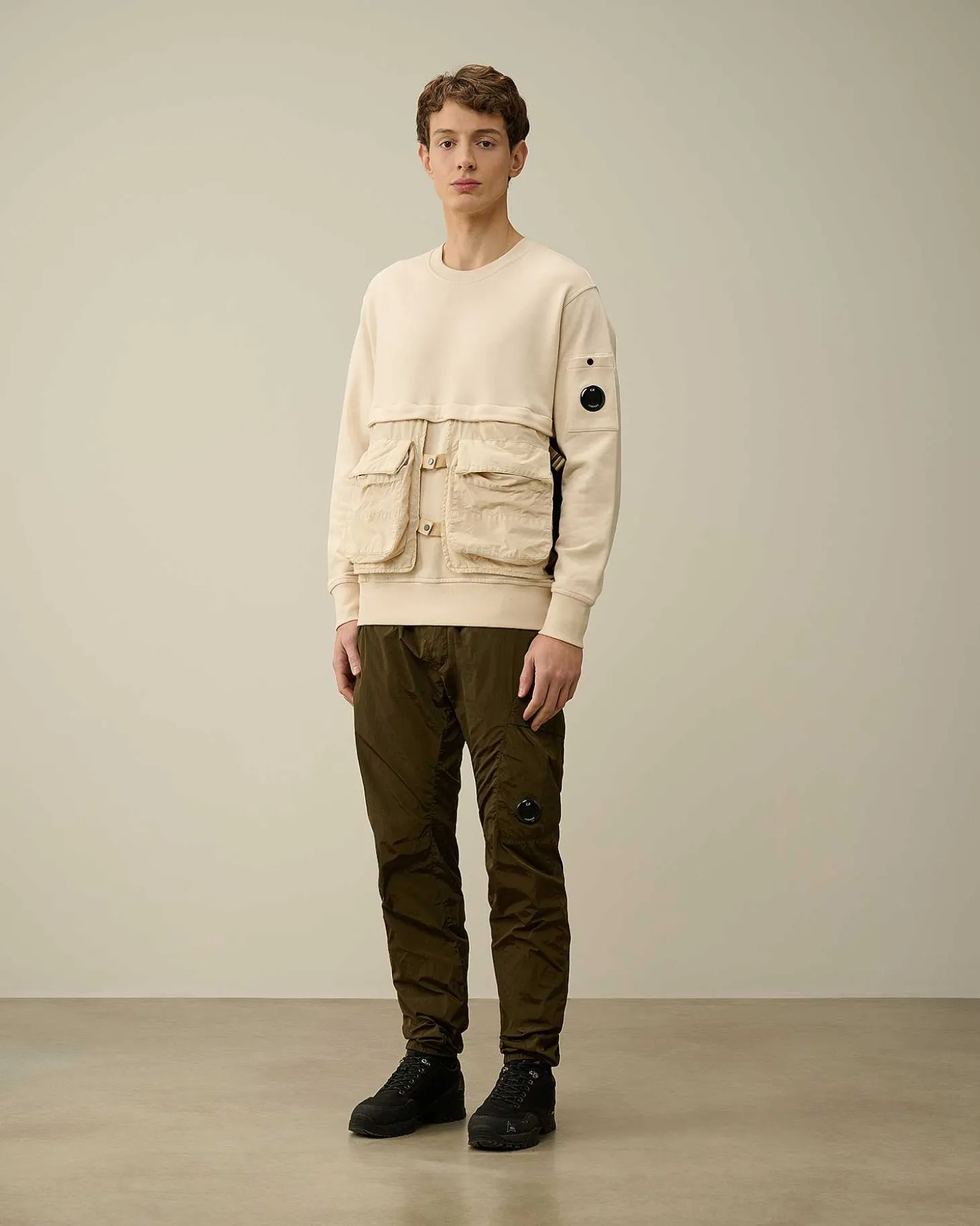 Homme C.P. Company Sweat-Shirts^Diagonal Raised Fleece Mixed Detachable Sweatshirt
