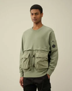 Homme C.P. Company Sweat-Shirts^Diagonal Raised Fleece Mixed Detachable Sweatshirt
