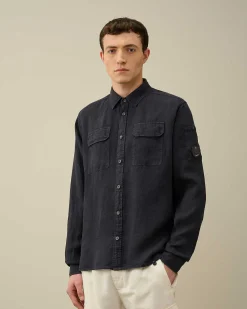 Homme C.P. Company Chemises^Linen Pocket Shirt