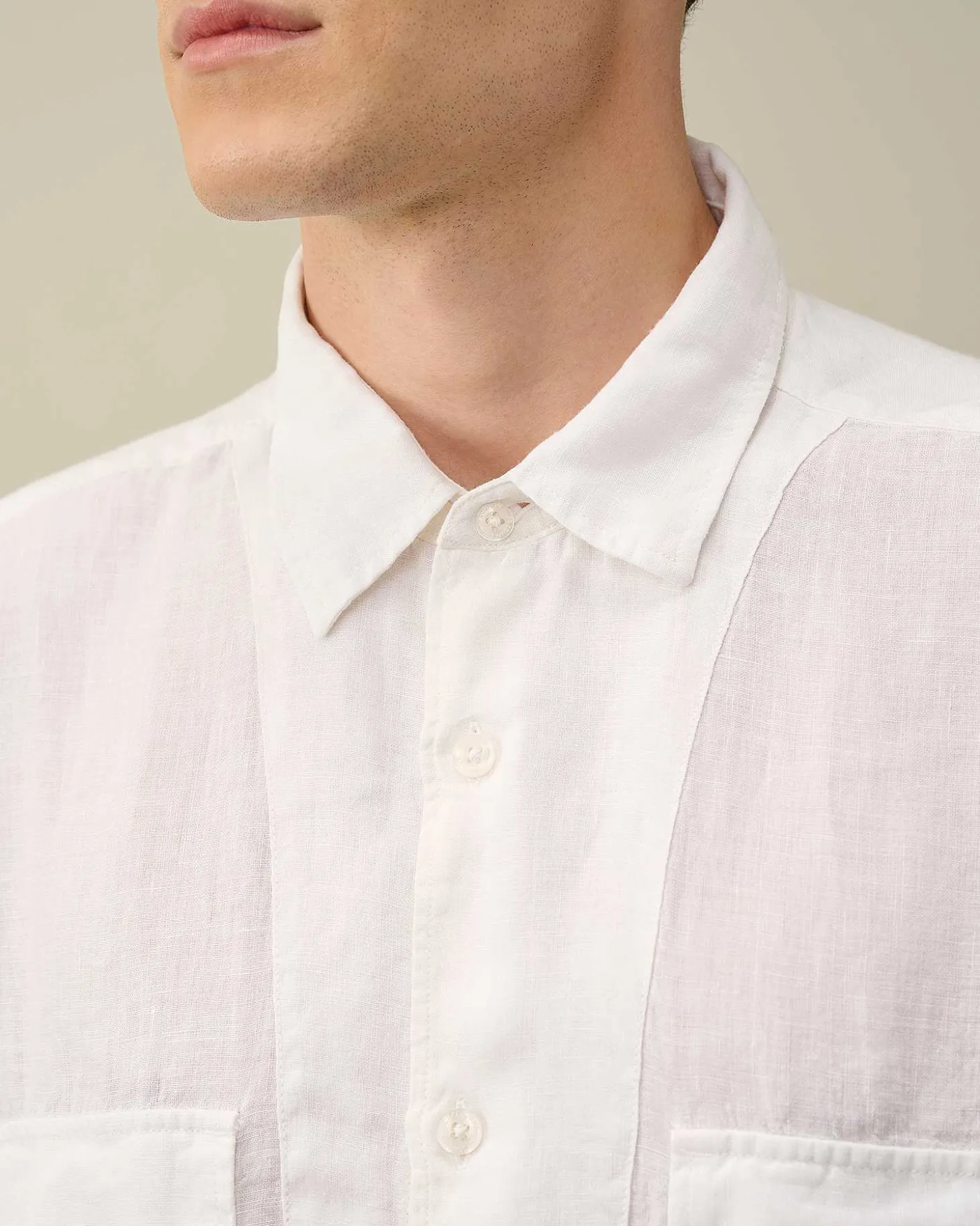 Homme C.P. Company Chemises^Linen Short Sleeved Shirt