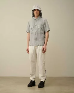 Homme C.P. Company Chemises^Linen Short Sleeved Shirt