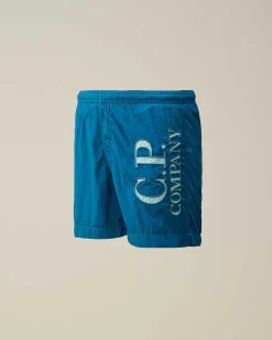Kids C.P. Company Vêtements 10-14 Ans^U16 Chrome-R Logo Print Swim Shorts