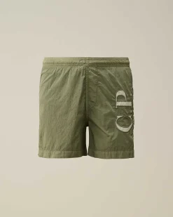 Kids C.P. Company Vêtements 10-14 Ans^U16 Chrome-R Logo Print Swim Shorts
