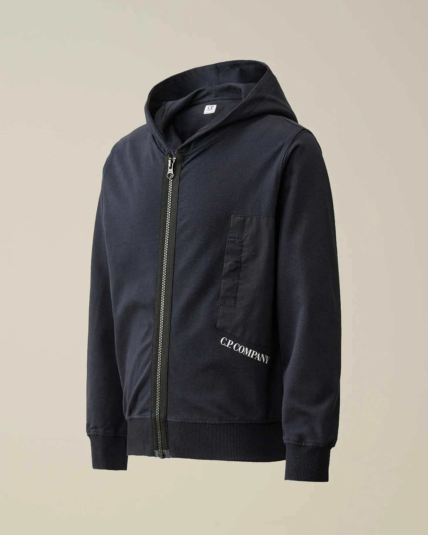Kids C.P. Company Vêtements 10-14 Ans^U16 Light Fleece Mixed Zipped Hoodie