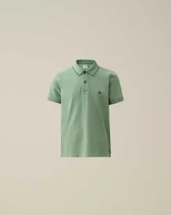 Kids C.P. Company Vêtements 2-3 Ans^U16 Stretch Piquet Logo Striped Collar Polo Shirt