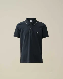 Kids C.P. Company Vêtements 4-8 Ans^U16 Stretch Piquet Logo Striped Collar Polo Shirt