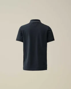 Kids C.P. Company Vêtements 4-8 Ans^U16 Stretch Piquet Logo Striped Collar Polo Shirt
